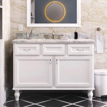 Vanderburgh white bathroom cabinetry.